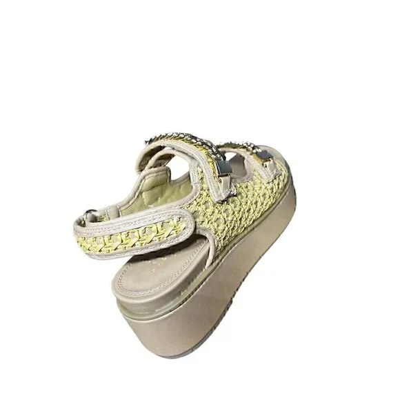 ASOS Tiger chunky Luxury Chain-Embellished Woven Platform in natural weave, size - Picture 3 of 8